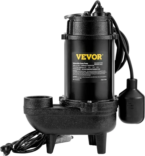 Vista 13 de VEVOR Bomba de sumidero sumergible de 1/2 HP, bomba de sumidero con superficie de acero inoxidable, cable de alimentación de 10 pies, descarga NPT