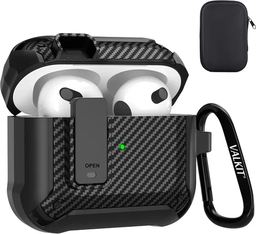 Vista 15 de Valkit Funda para Airpods Pro 2 con cerradura, funda militar de cuerpo completo para AirPod Pro rígida con llavero, funda para Airpods Pro de 2ª/1ª