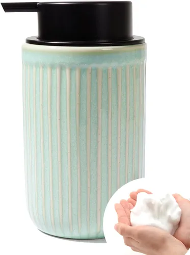 Vista 11 de BosilunLife Dispensador de Jabón de Manos de Espuma - Dispensador de Jabón de Espuma de Cerámica para Baño de 12 oz Dispensador de Jabón Líquido