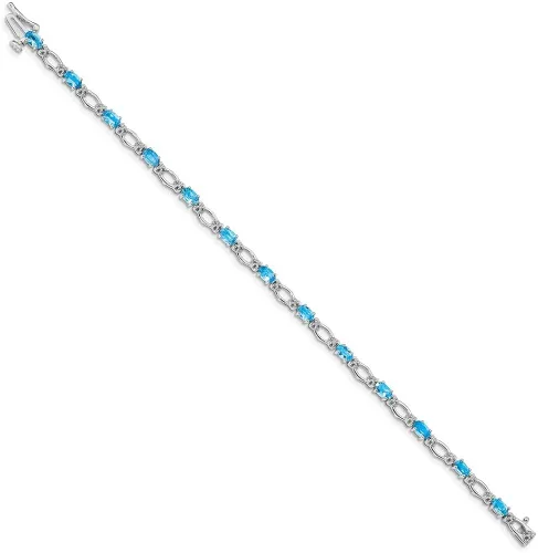 Vista 2 de FB Jewels - Pulsera de oro blanco de 14 quilates y topacio azul