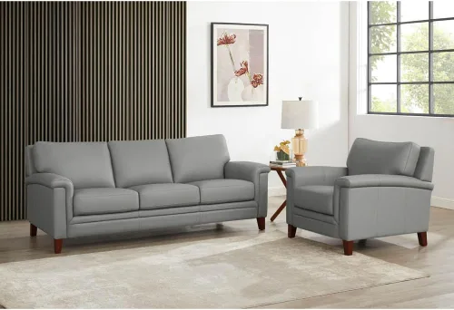 Vista 21 de Hydeline Westcott - Silla de cuero de grano superior, gris plateado, espuma viscoelástica y bobinas de bolsillo Plata Gris
