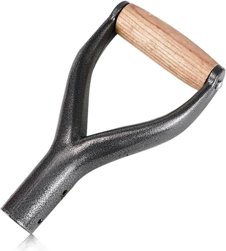 Vista 8 de Mango de agarre en Y, mango de 1.2 in de diámetro interior, pala de metal, manijas de repuesto para accesorios de jardín, asas con agarre de madera