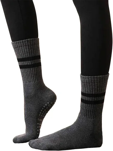 Vista 4 de JCZANXI Calcetines de yoga con empuñaduras para mujer, calcetines antideslizantes para yoga, pilates, barras, baile, calcetines acolchados ideales