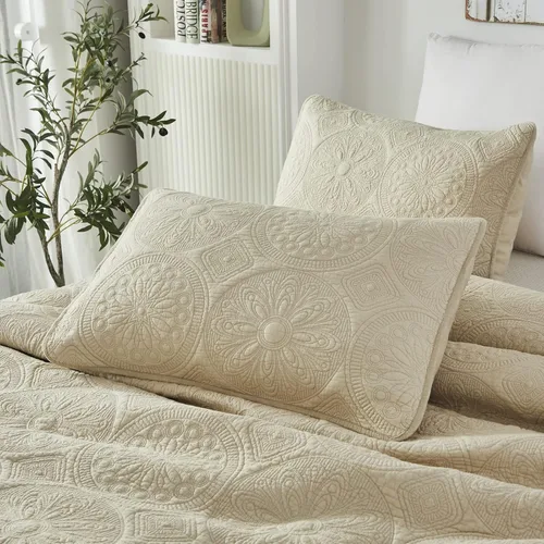 Vista 9 de Brandream juego de cama de lujo de 3 piezas, color blanco, de gran tamaño, juego de edredón, tamaño queen