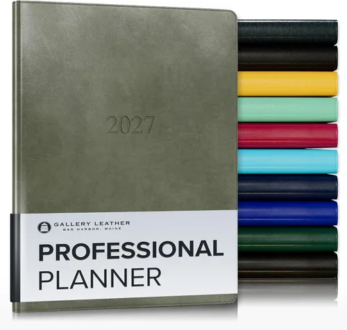 Vista 9 de Gallery Leather Professional Weekly Monthly Planner 2027, Elegantly Bound Calendar Planner and Notebook with Stylish Gold-Gilded Page Edges, 12