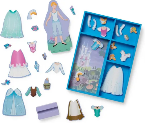 Vista 4 de Melissa & Doug Disney Cenicienta Princesa - Juego de muñecas magnéticas de madera para vestir, 30+ piezas