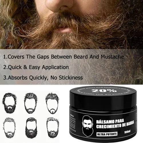Vista 6 de Estimulante para Barba – Bálsamo de Crecimiento Ultra Potente, Bálsamo Estimulante para Barba, Hidrata y Fortalece la Barba, 100 ml / 3.5 oz