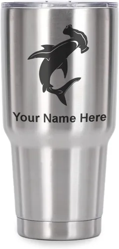Vista 41 de LaserGram Vaso aislado al vacío de 20 onzas, tiburón martillo, grabado personalizado incluido (negro)