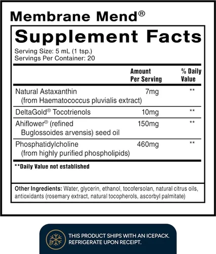 Vista 2 de Quicksilver Scientific Membrane Mend - Apoyo al envejecimiento cerebral, celular y saludable con fosfatidilcolina (PC), vitamina E tocotrienoles