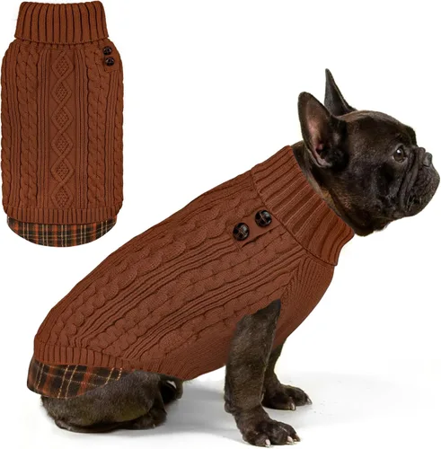 Vista 11 de KYEESE Suéter suave para perros pequeños, machos, abrigado, de cuello alto, ropa elástica de punto para gatos, abrigo cómodo para cachorros