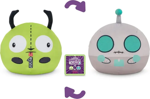 Vista 3 de TeeTurtle Invader Zim - Peluche reversible Gir de 6 pulgadas - Robot + disfraz de perro - Lindo peluche suave Kawaii de Nickelodeon