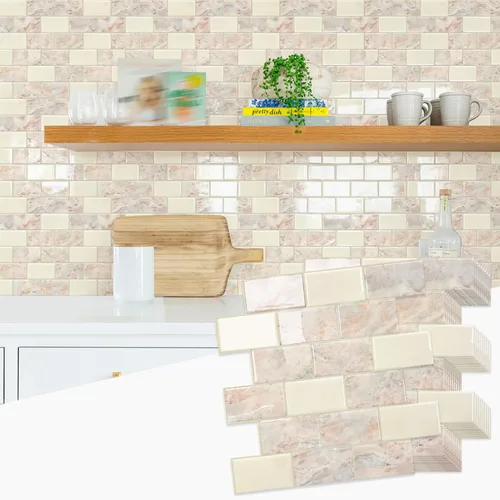 Vista 22 de STICKGOO - Azulejos de metro blancos para despegar y pegar, azulejos adhesivos para cocina (paquete de 1, diseño más grueso)