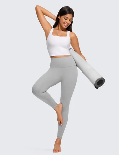 Vista 3 de CRZ YOGA Butterluxe, camiseta corta sin mangas con cuello cuadrado para mujer, brasier deportivo de línea larga con relleno para yoga
