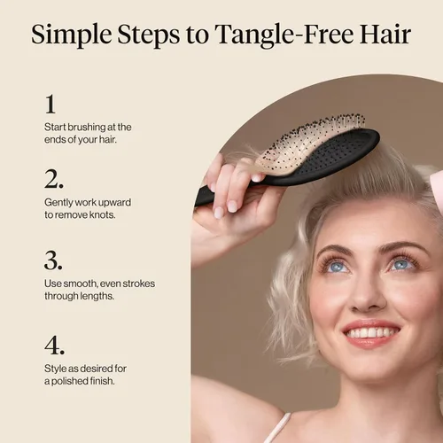 Vista 7 de Kitsch Cepillo desenredante para cabello húmedo y seco, cepillo flexible para mujeres, hombres y niños, cepillo desenredante para cabello rizado