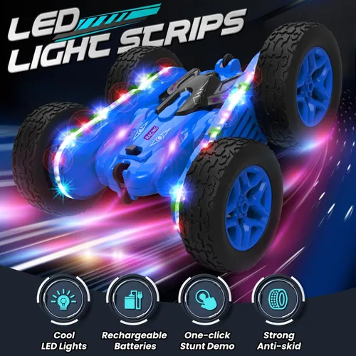 Vista 8 de TOY Life Coche de control remoto para niños, 2.4G HZ, auto de acrobacias a control remoto, juguetes de control remoto para niños y niñas, auto
