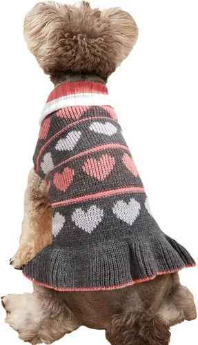 Vista 7 de Jecikelon Suéteres para Mascotas Perros para Perros Pequeños Vestido con Ropa de Punto de Nieve Suéter de Cuello Alto Ropa para Perros Suéter Cálido