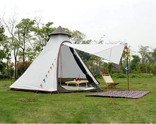 Vista 2 de Tienda india Tipi al aire libre de doble capa de camping torre tienda de campaña familiar tienda de campaña yurta tipi tienda de campaña