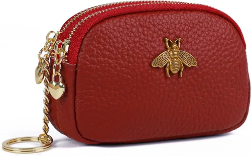Vista 16 de Monedero de cuero para mujer, billetera pequeña para mujer, bolsa de cambio A-Negro