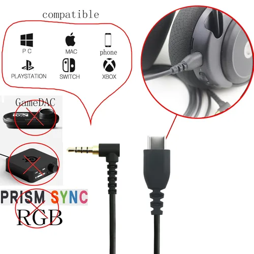 Vista 5 de NewFantasia Cable de audio de repuesto compatible con auriculares SteelSeries Arctis Nova 3 para juegos de 6.6 ft/6.6 pies