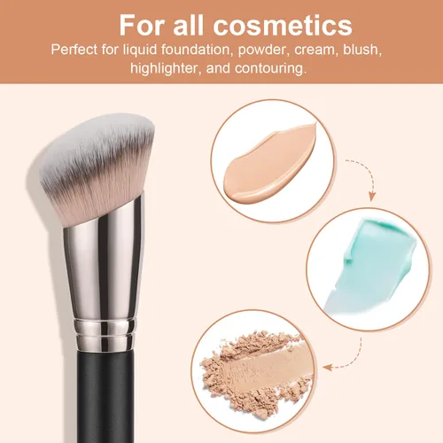 Vista 4 de TEOYALL Cepillo de Contorno para Base Angular, Cepillo Kabuki Sintético para Mezcla de Maquillaje, Ocultación, Aplicación y Pulido con Cosméticos
