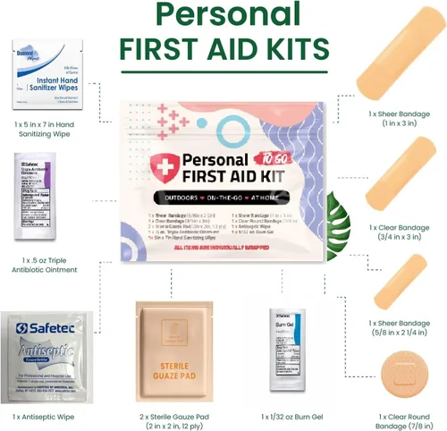 Vista 2 de Kit médico de emergencia de primeros auxilios Mini y tamaño de viaje - Ideal para niños, escuelas, negocios, senderismo, camping Productos