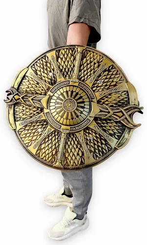 Vista 5 de Fantasy - Escudo medieval de espuma de guardián de la guerra de Dios para videojuegos, disfraz de cosplay, LARP, colección, regalo