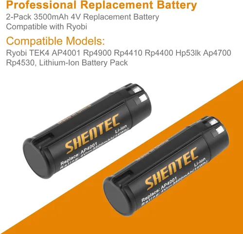 Vista 3 de Shentec Paquete de 2 baterías de 3.5Ah 4V compatibles con Ryobi TEK4 AP4001 Rp4900