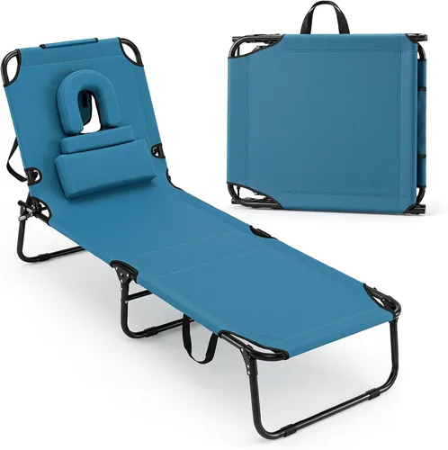 Vista 19 de GYMAX Silla bronceadora, sillas plegables con orificio para la cara y funda, asa de transporte de almohada extraíble, portátil, compacta, diseño al