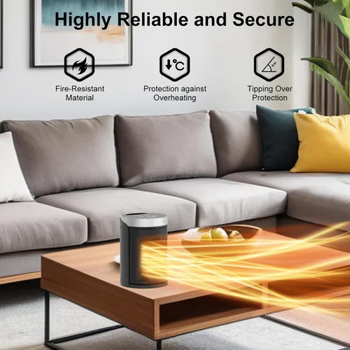 Vista 4 de Calentador de Espacio, AUBKN Pequeños Calentadores Eléctricos Portátiles para Uso en Interiores con Termostato y Control Remoto, Temporizador