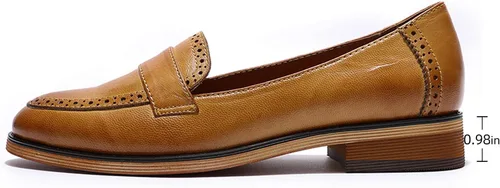 Vista 2 de Mona Flying Mocasines de cuero para mujer, estilo informal, planos, para mujeres y jóvenes