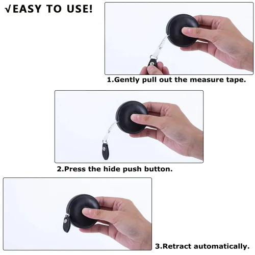Vista 4 de Cinta métrica para costura, tela médica para el cuerpo, sastre, manualidades, dieta, cinta métrica de 60 pulgadas/1.5M de doble cara retráctil con 1