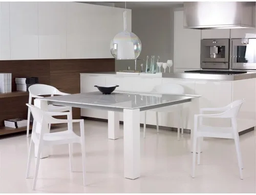 Vista 9 de Compamia Carmen - Silla de comedor para patio con asiento blanco brillante (juego de 2)