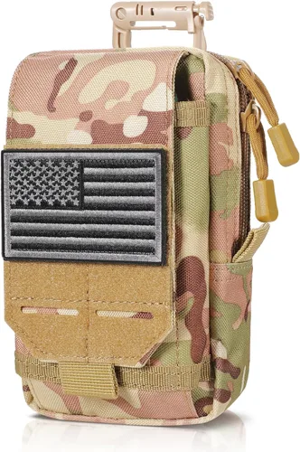 Vista 15 de SOWHUP Bolsa Táctica Molle Pequeña con Funda para Celular, Organizador de Gadgets EDC para Cintura