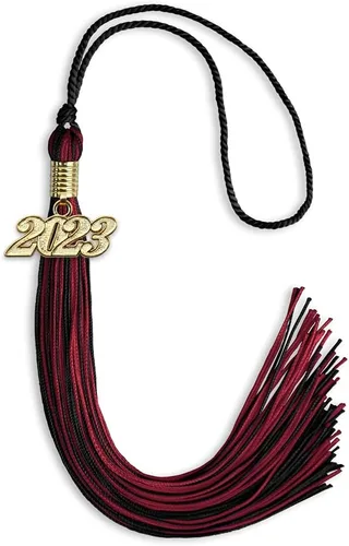 Vista 134 de Endea Graduation - Borla de doble color mixto con fecha dorada (negro/dorado antiguo, 2021)