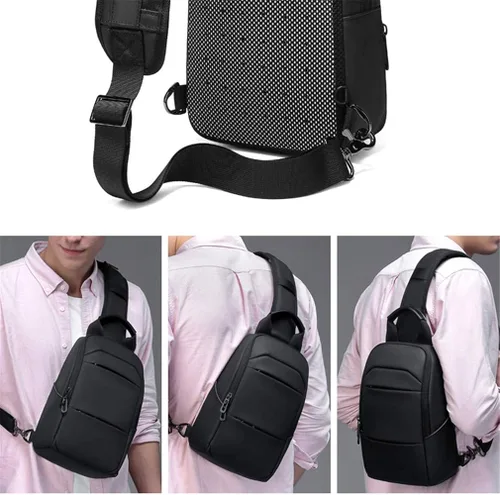 Vista 6 de Eurcool Bolsa de hombro para hombre, bolsa de mensajero pequeña, repelente al agua, bolsa cruzada para el pecho, para correr, senderismo, ciclismo