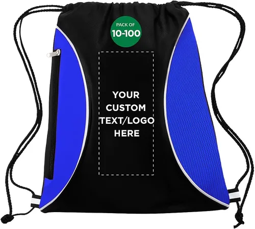 Vista 23 de DISCOUNT PROMOS Juego de mochilas con cordón no tejidas personalizadas de 10/50/100, paquete personalizado a granel
