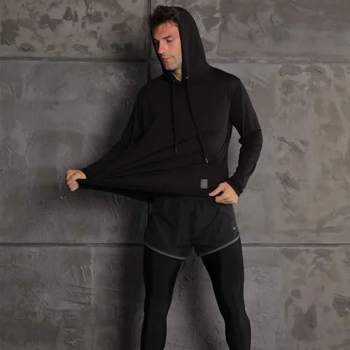 Vista 3 de Cot-Oath Sudadera de entrenamiento para hombre, sudadera con capucha ligera y elegante para gimnasio y correr