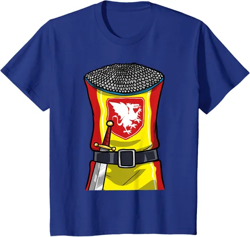 Vista 45 de Disfraz medieval de caballero de Halloween, camiseta para niños con espada de armadura, Negro, S