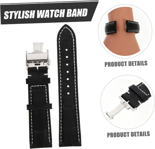 Vista 15 de Correa de reloj para hombre, correa de reloj de cuero, correa universal para la piel, correa de reloj de acero inoxidable