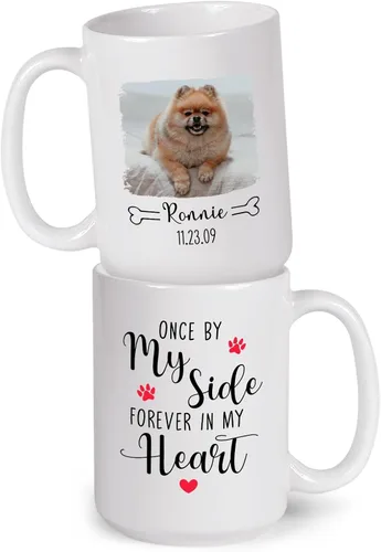 Vista 22 de Taza de café blanca personalizada con foto, con texto en inglés «To The World's Best Dog Dad We Woof You», taza de café blanca de 11 onzas y 15
