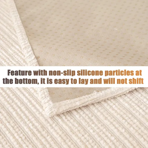 Vista 3 de OKYUK Funda de sofá de felpilla suave antideslizante para sofá seccional, funda para sofá, funda de sofá a rayas con textura, lavable, protector