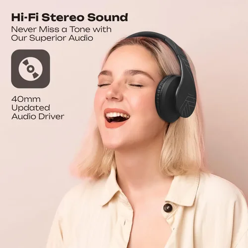 Vista 4 de PowerLocus - Audífonos Bluetooth sobre las orejas, auriculares inalámbricos plegables estéreo con cable y sin cable con micrófono incorporado, Micro