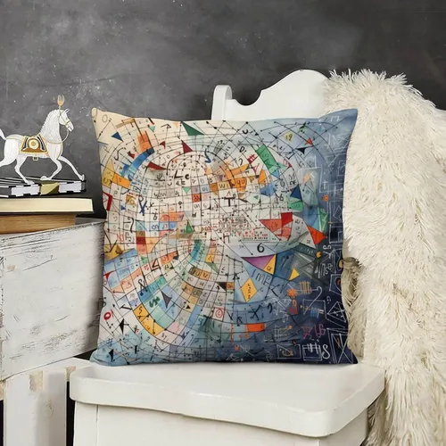Vista 15 de Fundas de almohada, texto matemático y ecuaciones, formas geométricas, fundas de almohada matemáticas, geometría, fórmulas científicas