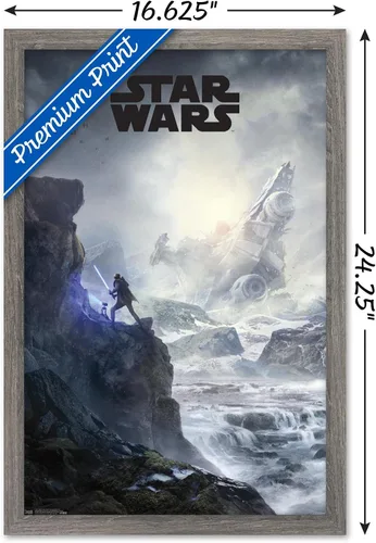 Vista 3 de Trends International Star Wars: Jedi Fallen Order - Póster de pared con clave de acantilado, 14.725 x 22.375 pulgadas, versión enmarcada de madera