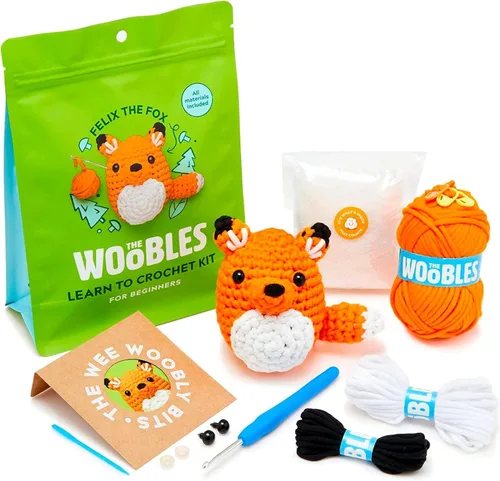 Vista 9 de The Woobles Kit de ganchillo para principiantes, kit de animales de punto y ganchillo fácil de artes y manualidades, como se ve en Shark Tank