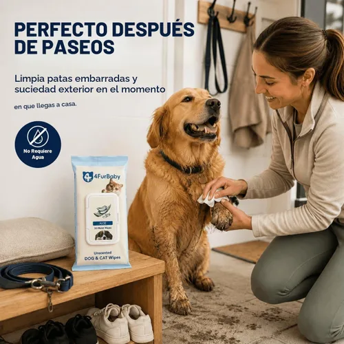 Vista 6 de Toallitas para perros para patas y traseros, sin perfume, 30