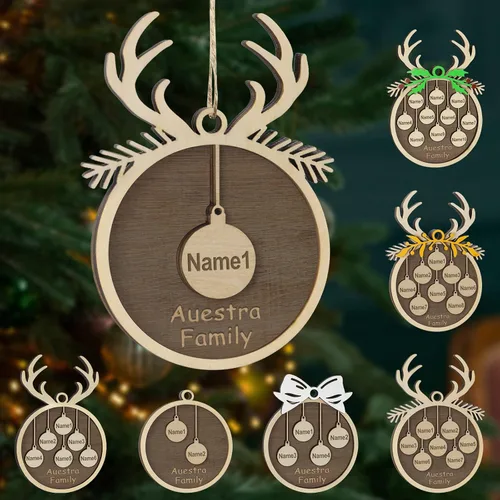 Vista 59 de Adornos de Navidad personalizados, familia de 1 nombre, adornos de Navidad de madera personalizados, decoración personalizada, decoración de árbol