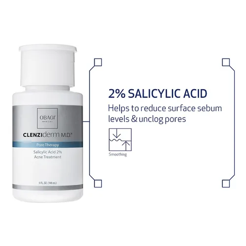 Vista 5 de Obagi CLENZIderm M.D. Tónico exfoliante BHA para terapia de poros, desobstruye los poros con tratamiento del acné con ácido salicílico al 2%, 5 onzas