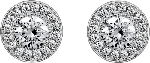 Vista 2 de Tienda Collection Plated Sterling Silver Halo Stud Earrings set with Round Cut Infinite Elements Cubic Zirconia