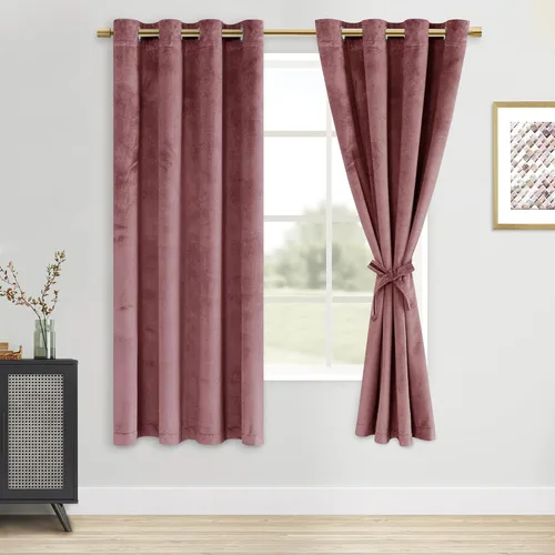 Vista 89 de DWCN - Juego de 2 paneles de cortina de terciopelo con ojales negros, tratamiento de ventanas con aislamiento térmico, apilables, decoración moderna
